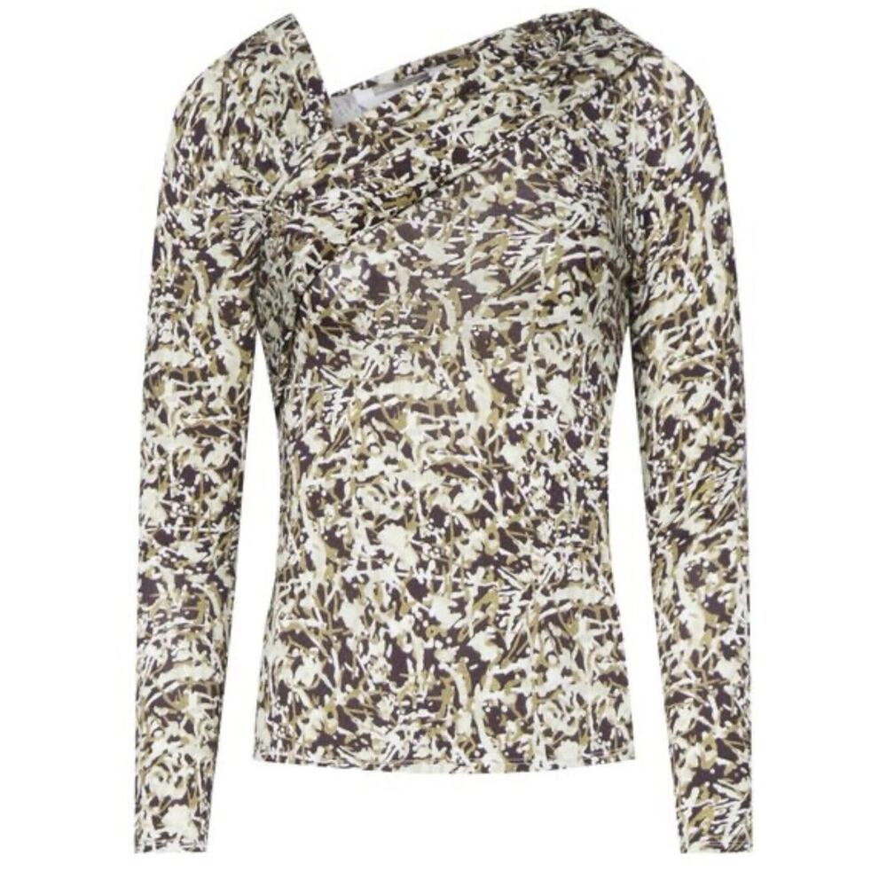 NWT Soft Joie Women Cersei Long Sleeve Top Medium Unique Neckline Chocolate Plum